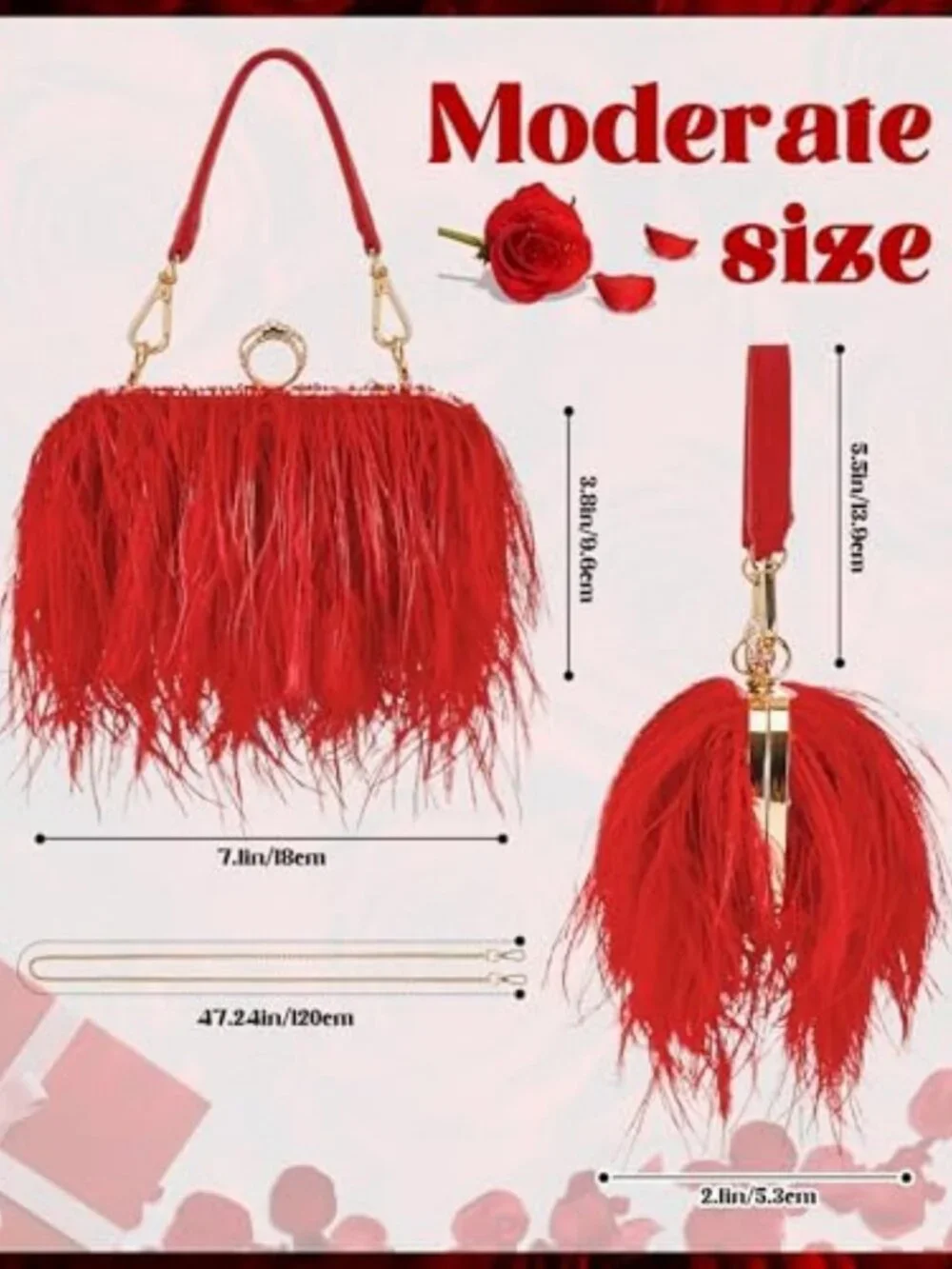 Chic Ostrich Feather Purse for Women | Stylish Handbag | Trendy Evening Bag